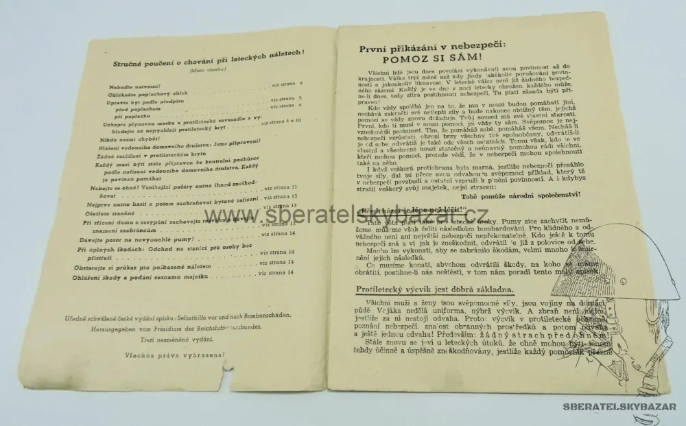 Originál Brožura Svépomoc před bombardováním a po něm 1944 