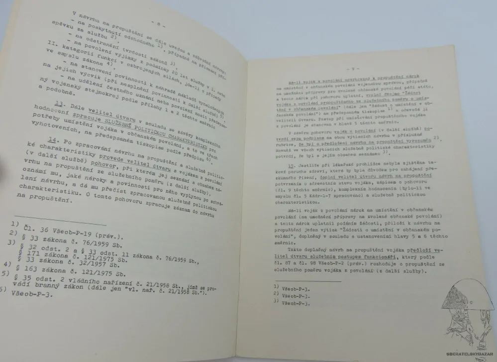 Originál předpis Směrnice pro činost velitelů propouštění vojáků