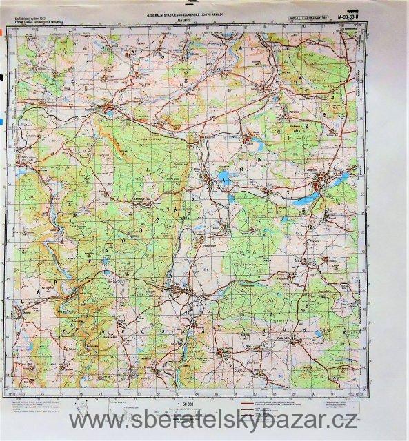 Mapa generálního štábu ČSLA  -  JESENICE 1 : 50 000