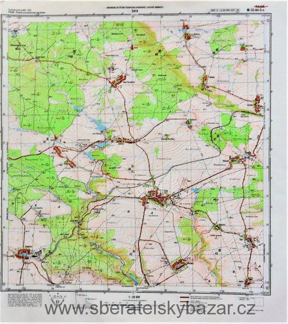 Mapa generálního štábu ČSLA  -  ČISTÁ 1 : 25 000