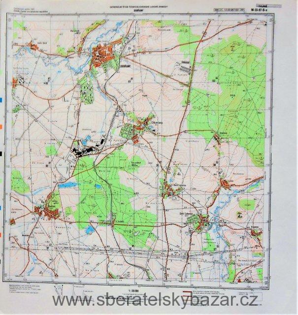 Mapa generálního štábu ČSLA  -  DOBŘANY 1 : 25 000