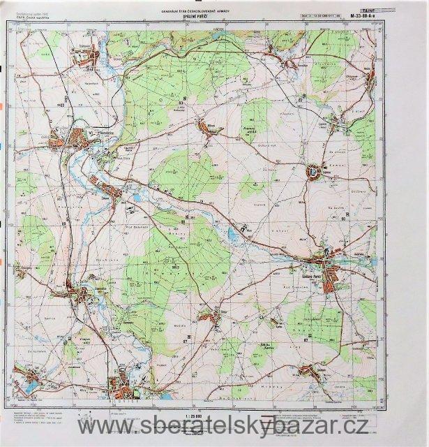 Mapa generálního štábu ČSLA  -  SPÁLENÉ POŘÍČÍ 1 : 25 000