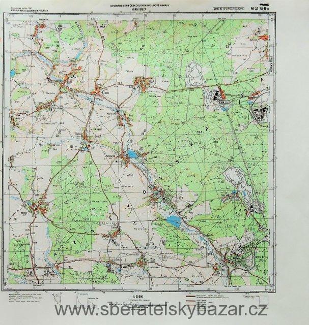 Mapa generálního štábu ČSLA  -  HORNÍ BŘÍZA 1 : 25 000 poškozená