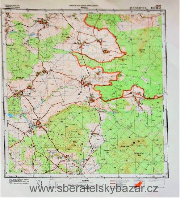 Mapa generálního štábu ČSLA  -  PŘÍKOSICE 1 : 25 000