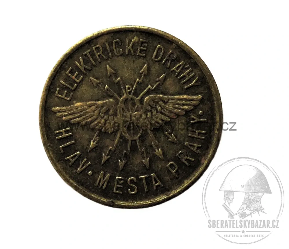 Doplatek 20 haléřů – Elektrické dráhy hl. města Prahy – nouzový žeton
