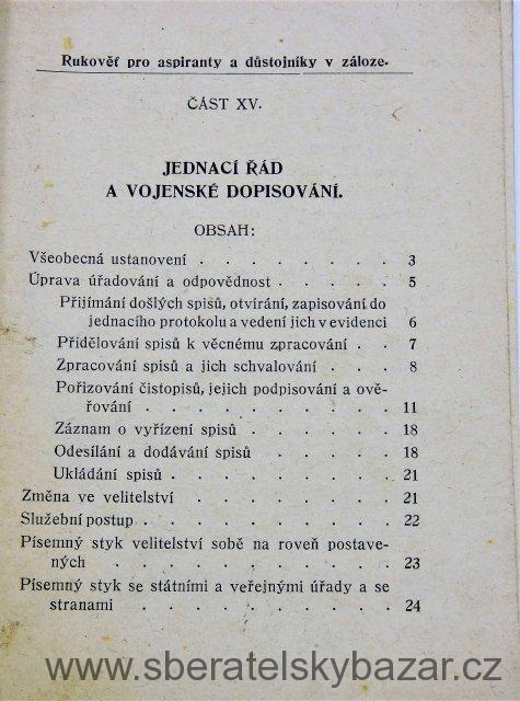 Rukověť pro aspiranty a důstojníky v záloze - Část XV. - Jednací řád a vojenské dopisování