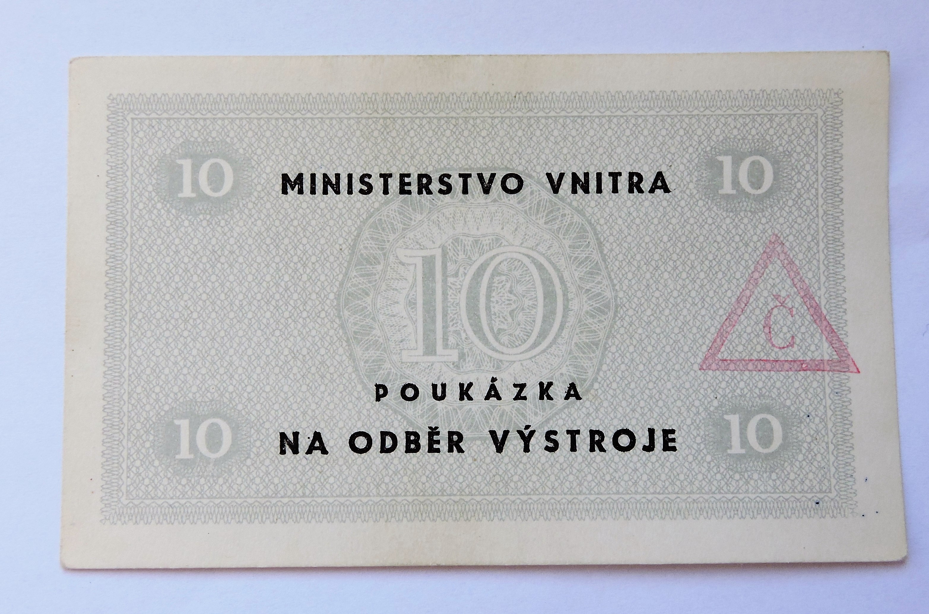 Poukázka na odběr výstroje Ministerstvo vnitra