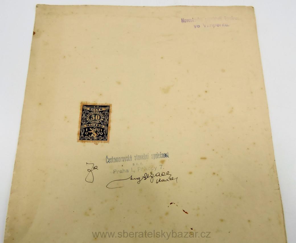Stavební plán Skladiště pro vozy, seno, slámu - Kasárna Vimperk 1922
