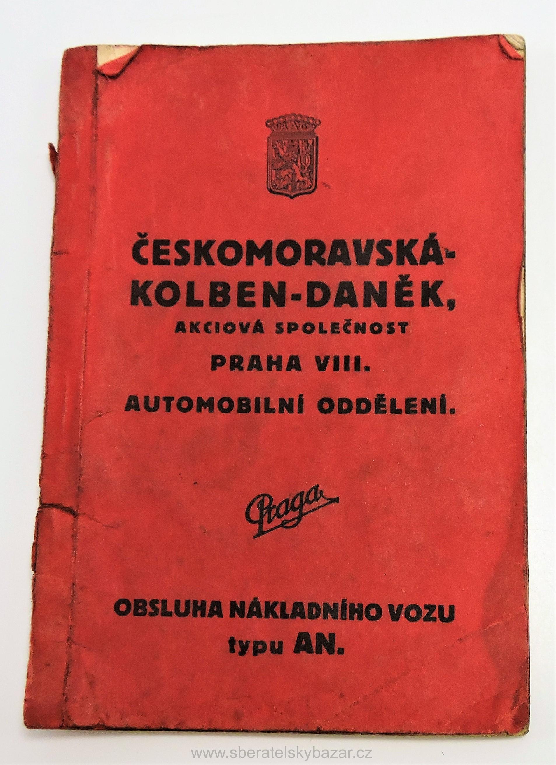 Originál příručka PRAGA tyu AN 1934