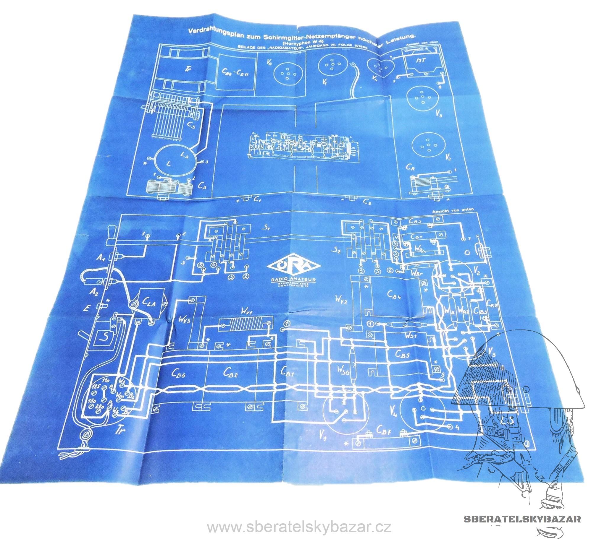 Rozkres "blueprint" RADIO ORA 1930