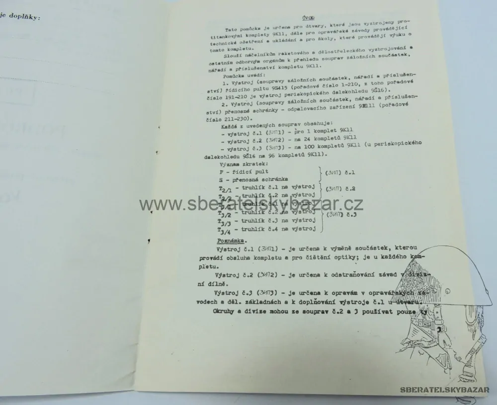 	 Originál Předpis ČSLA - Protitankový komplet 9k11 - Maljutka (7061706909) sko
