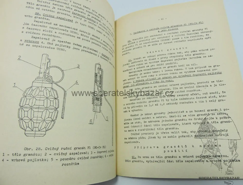 Originál předpis ČSLA - Děl-27-2 - Ruční granáty