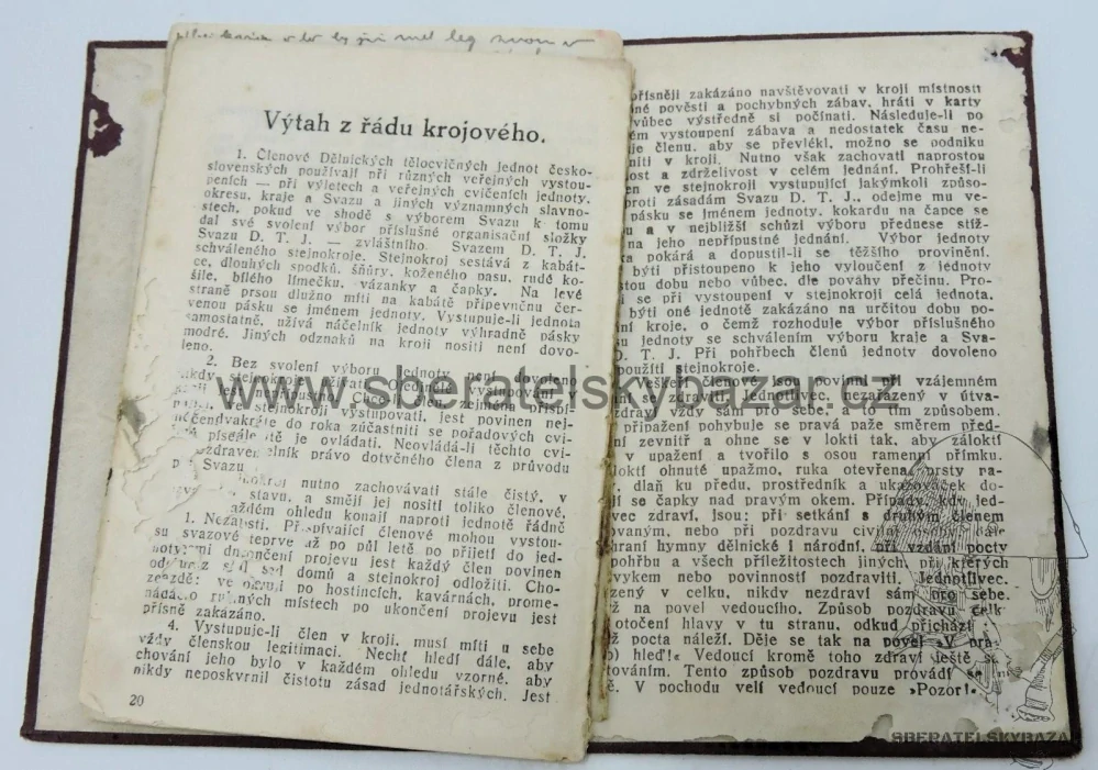 Průkazka Dělnická tělovýchovná jednota - První republika III.jakost