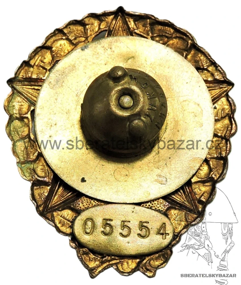 Odznak Vzorný dělostřelec 1955 s dekretem, číslovaný