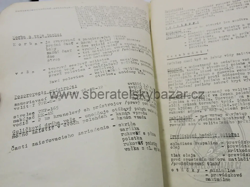 Předpis ČSLA - Učebnica technickej přípravy vodiče tanku T-55A