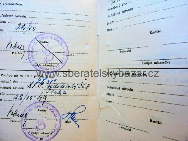 Záznam o Tyršově odznaku zdatnosti pro ženy
