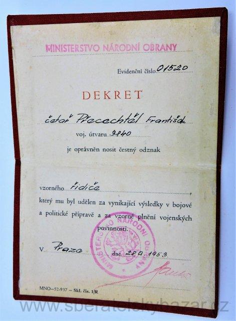 Dekret Vzorný Řidič nízké číslo
