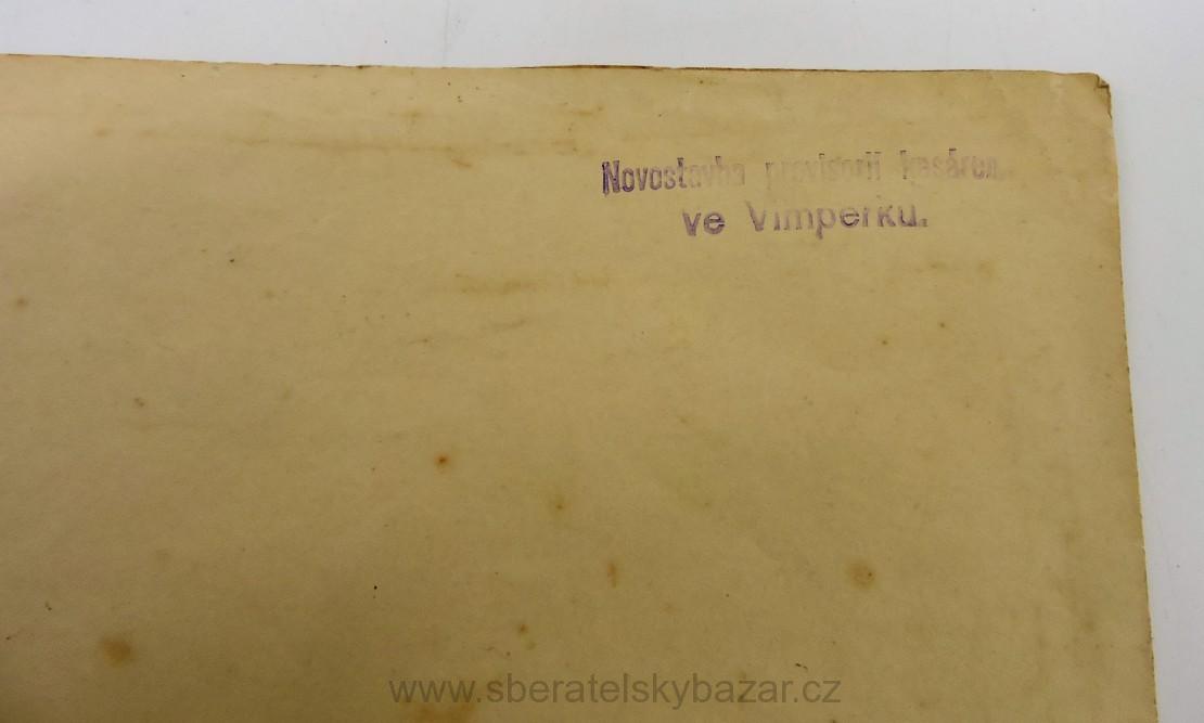 Stavební plán Skladiště pro vozy, seno, slámu - Kasárna Vimperk 1922