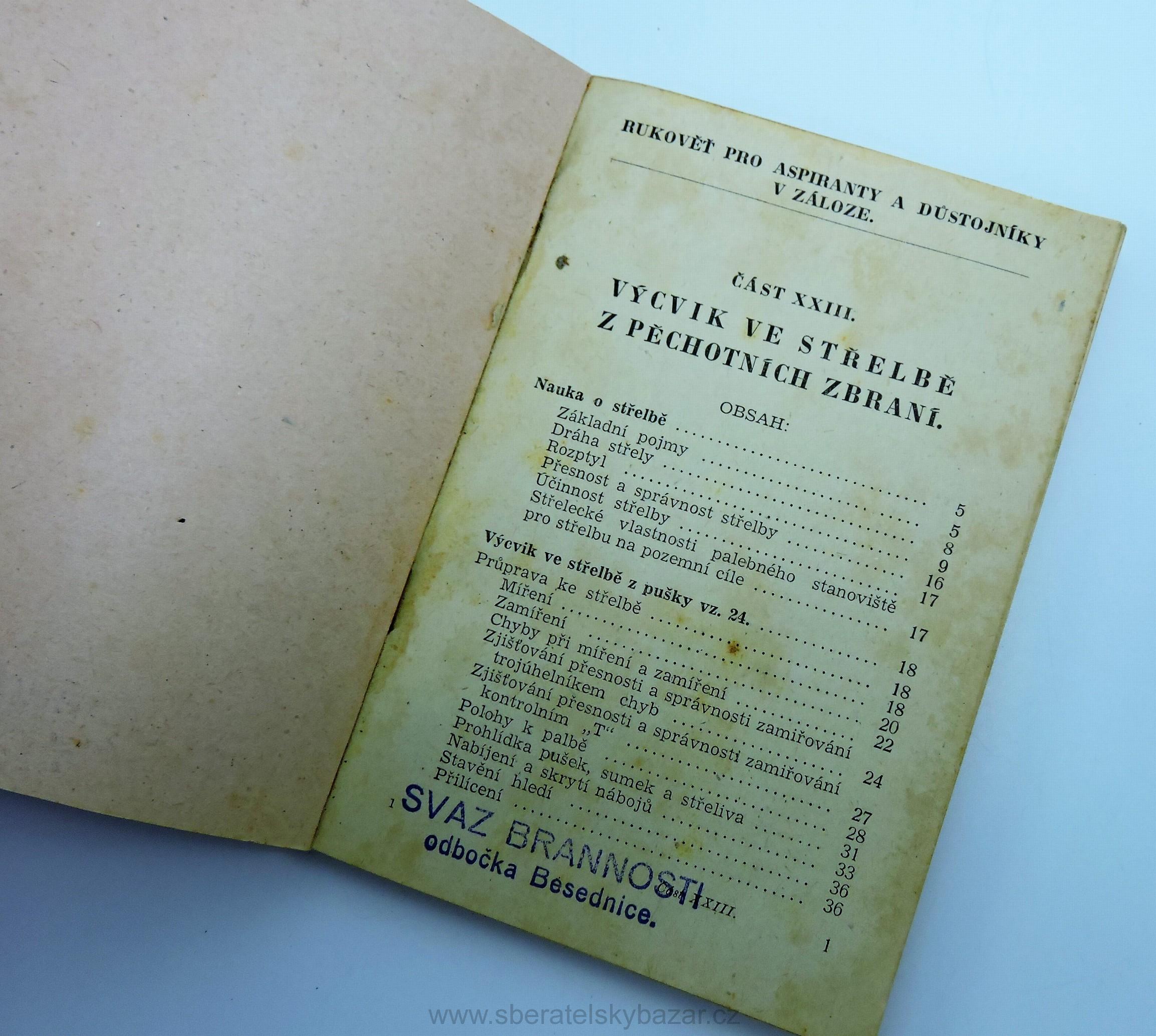 Výcvik ve střelbě z pěchotních zbraní - Vz.26,vz.24,vz.40
