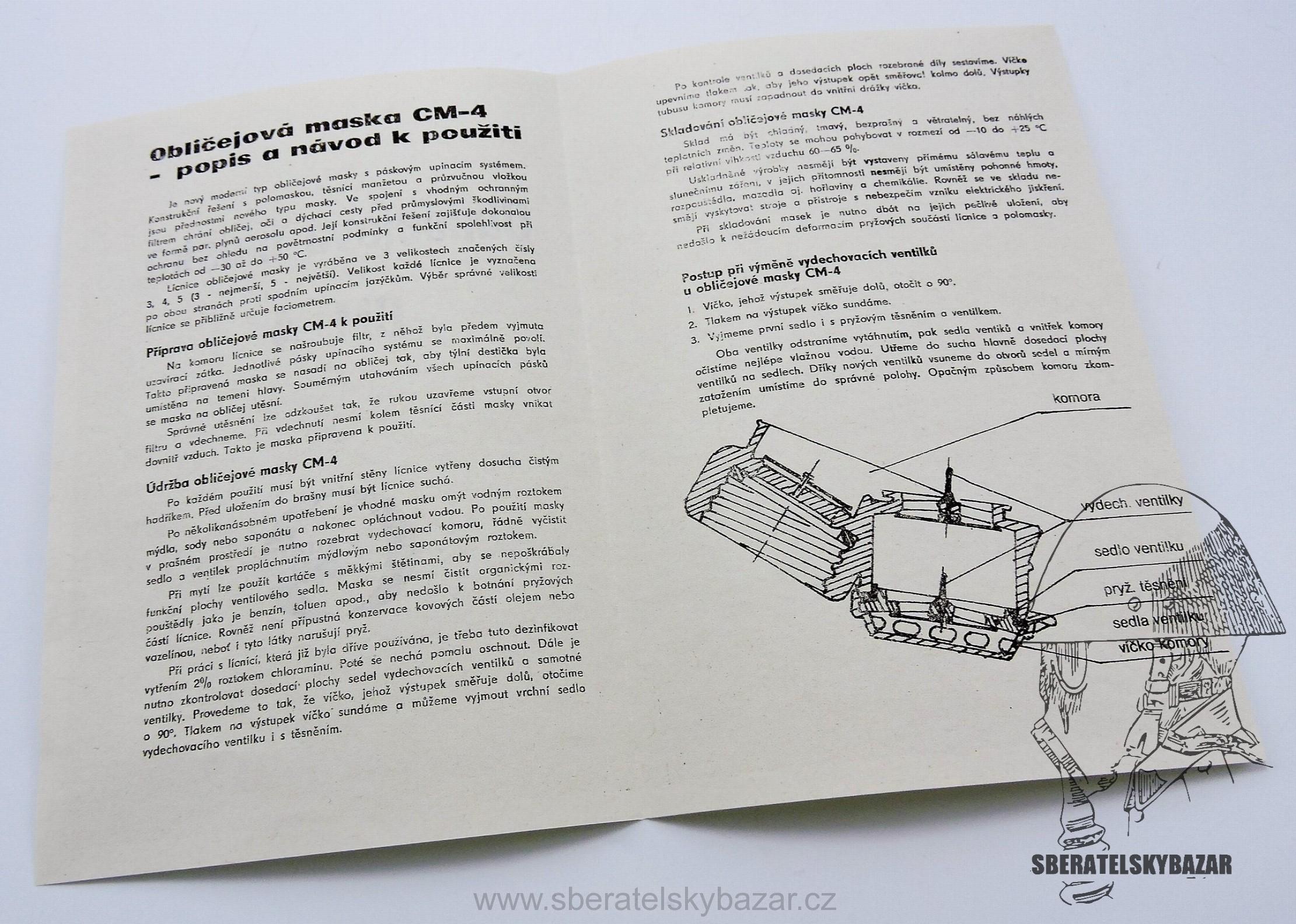 Návod plynová maska CM-4  - Reprint (Replika)