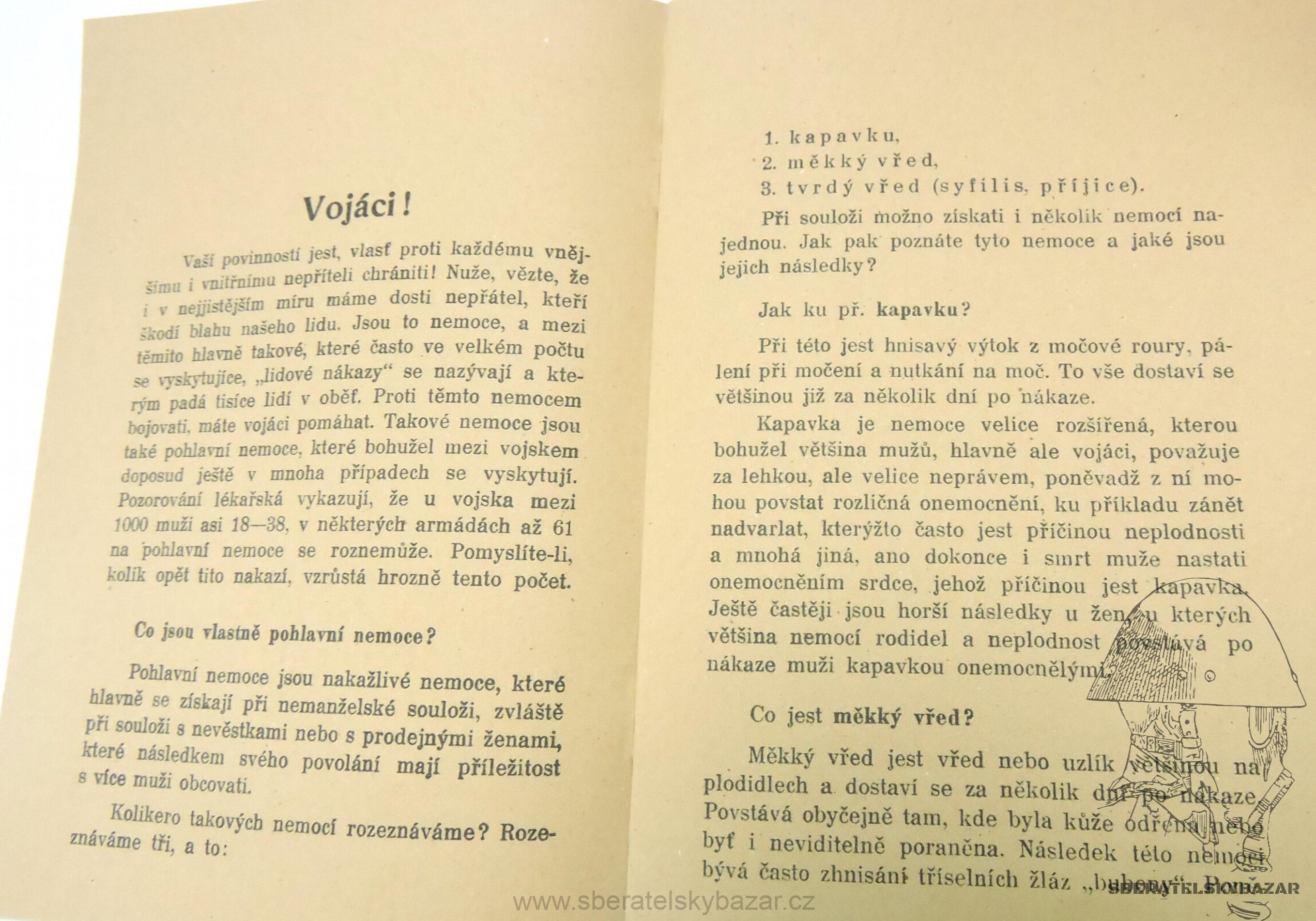 Příručka Napomenutí pro vojáky nebezpečí Pohlavních nemocí   - Reprint (Replika)