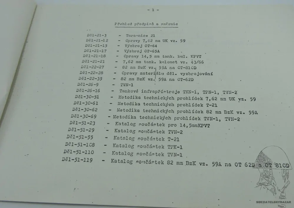 Předpis Technické ošetření Tarasnice, UK59, OT64, BZK. atd.