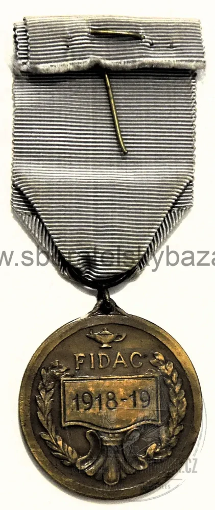Pamětní medaile FIDAC 1918–1919 s udělovacím dekretem (1937)
