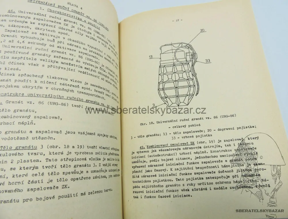 Originál předpis ČSLA - Děl-27-2 - Ruční granáty