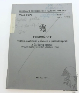 	 Originál předpis Působnost velitelů v kádrové a personální práci 