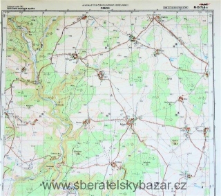 Mapa generálního štábu ČSLA  -  PERNAREC 1 : 25 000 - poškozená - chýbí část rohu