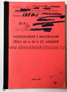 Předpis AČR Hospodaření s materiálem třídy 09 a 10 v čs. armádě