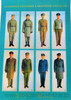 Plakát - Stejnokroje dustojníků a praporčíků ČSLA A3 - Reprint