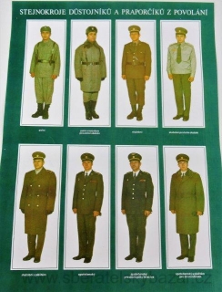 Plakát - Stejnokroje důstojníků a praporčíků ČSLA A3 - Reprint